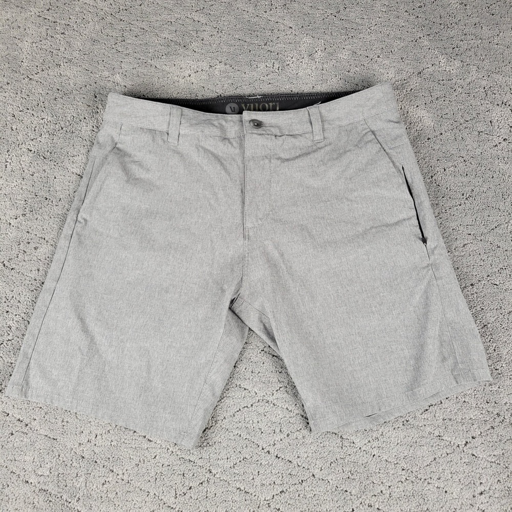 Vuori Aim Shorts Mens 33 Gray Performance Stretch Active Chino 8" Inseam V368